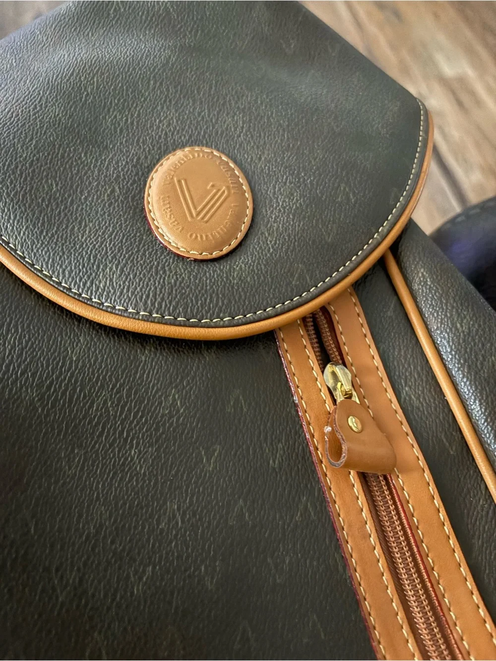 Valentino Black Slingbag with Brown Trim